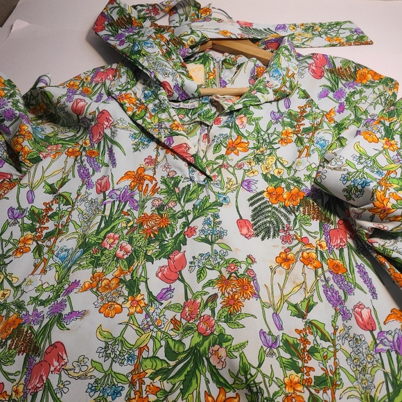 Vintage Concept Swirl 70s Bonwit Teller Floral Maxi Dress back Zip Read - Picture 16 of 16